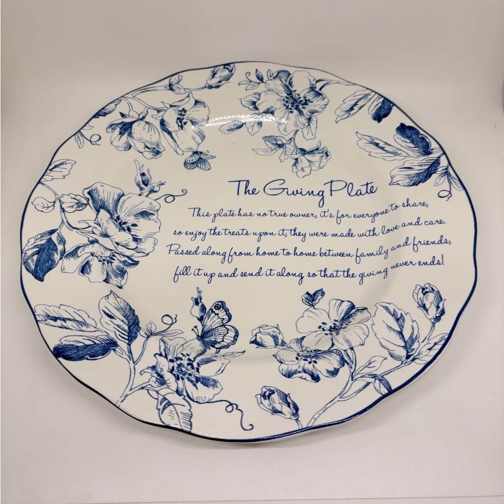 Blue Floral Giving Plate from PORT TOWNSAND PORCELAIN Claire